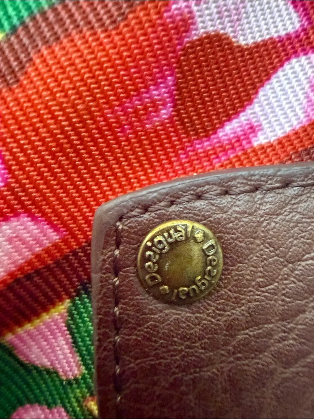 Desigual Multicolor Floral Geo Patch Crossbody with Brown Trim - Picture 13 of 17